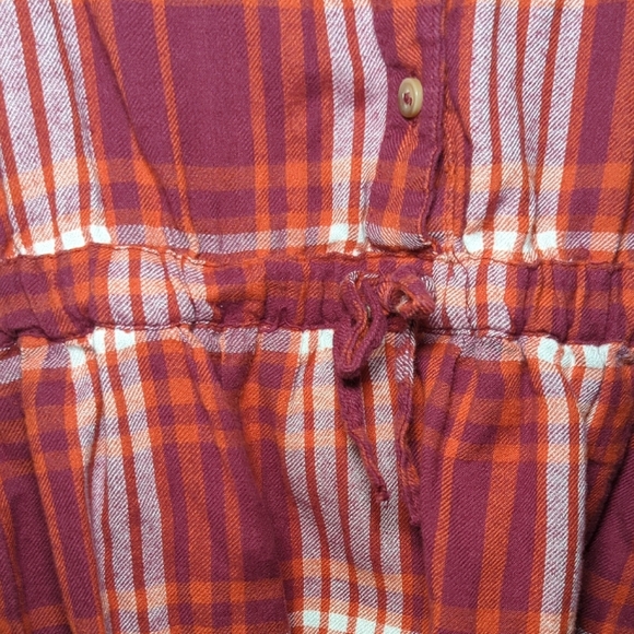 True Craft Red Plaid Flannel Dress Long Sleeve Drawstring Waist Girls Size M - Picture 4 of 5